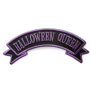 Halloween Queen Purple Black Patch Denim Backpack Tote Beret Spooky Season